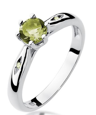 Inel Bonore - Aur Alb 585 - Olivină 0,6 ct