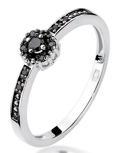 Inel Bonore - Aur Alb 585 - Diamant Negru 0,02 ct