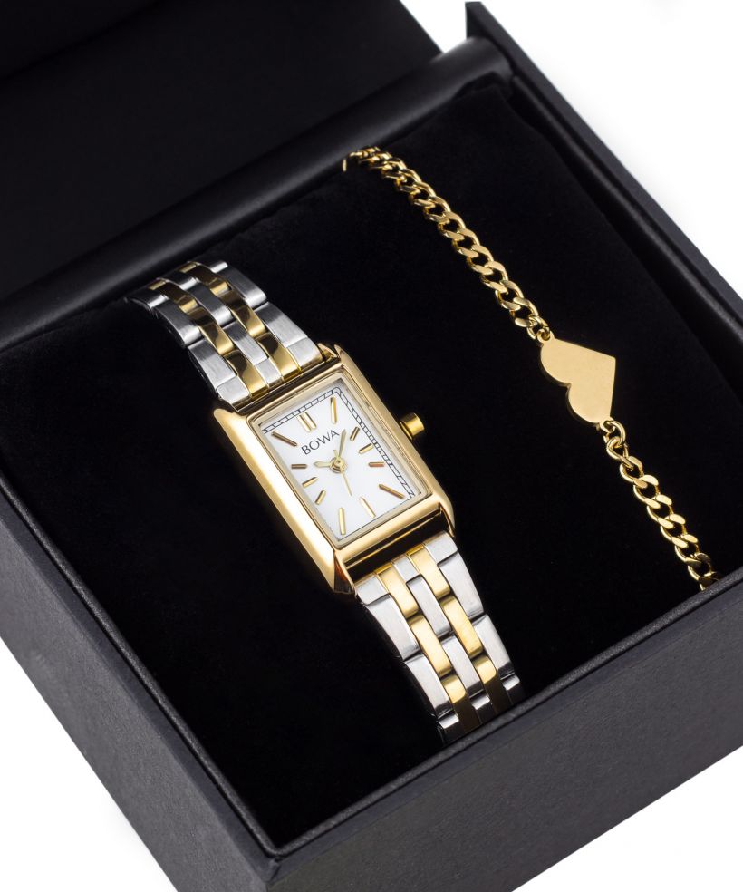 Ceas dama BOWA Paris White Silver-Gold Steel 20 Gift Set