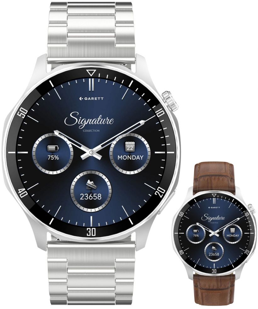 Smartwatch barbatesc Garett Signature Prime Silver Solid SET