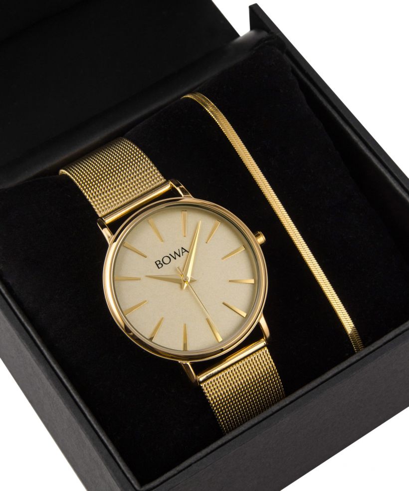 BOWA Praha Full-Gold Mesh 38 Gift Set (ceas + brățară)