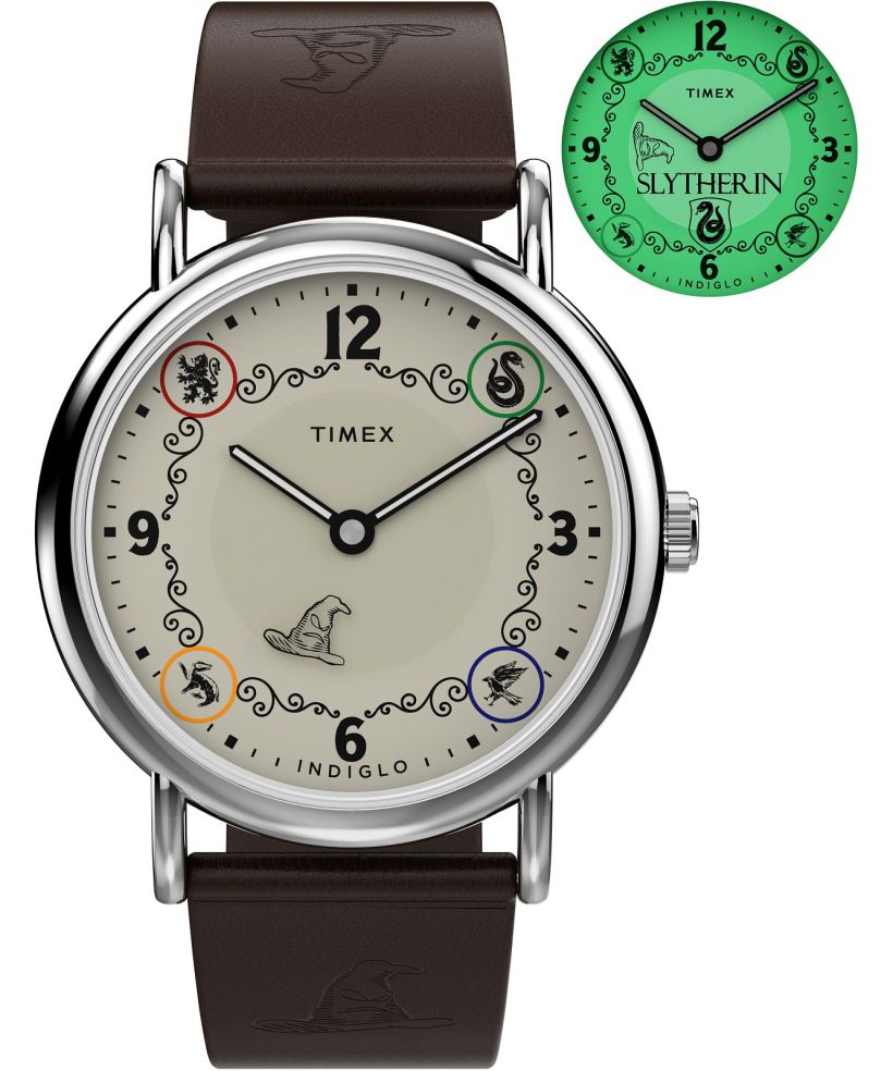Ceas unisex Timex Harry Potter X Weekender Slytherin House 38mm Leather Strap