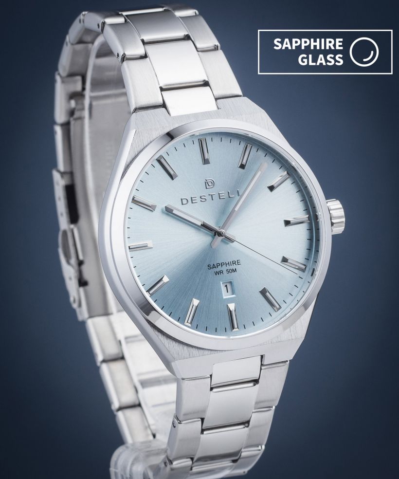 Ceas barbatesc DESTELL Aries Ice Blue Silver Steel Sapphire