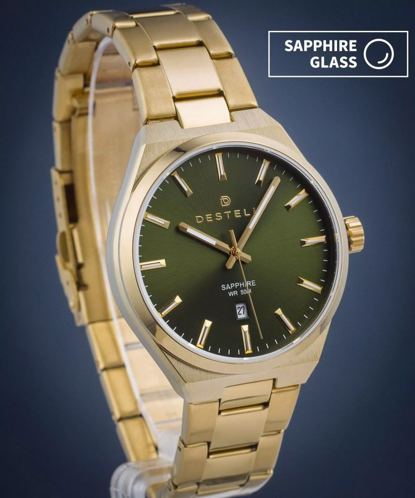 Ceas barbatesc DESTELL Aries Green Gold Steel Sapphire