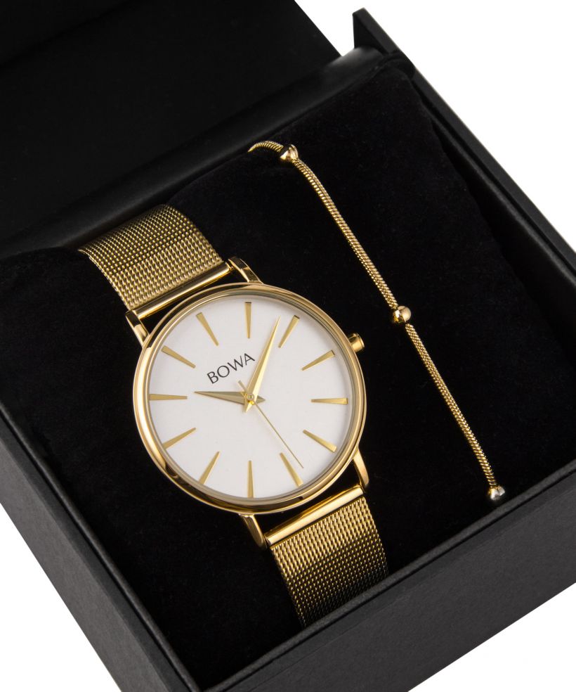 BOWA Praha Silver-Gold Mesh 38 Gift Set (ceas + brățară)