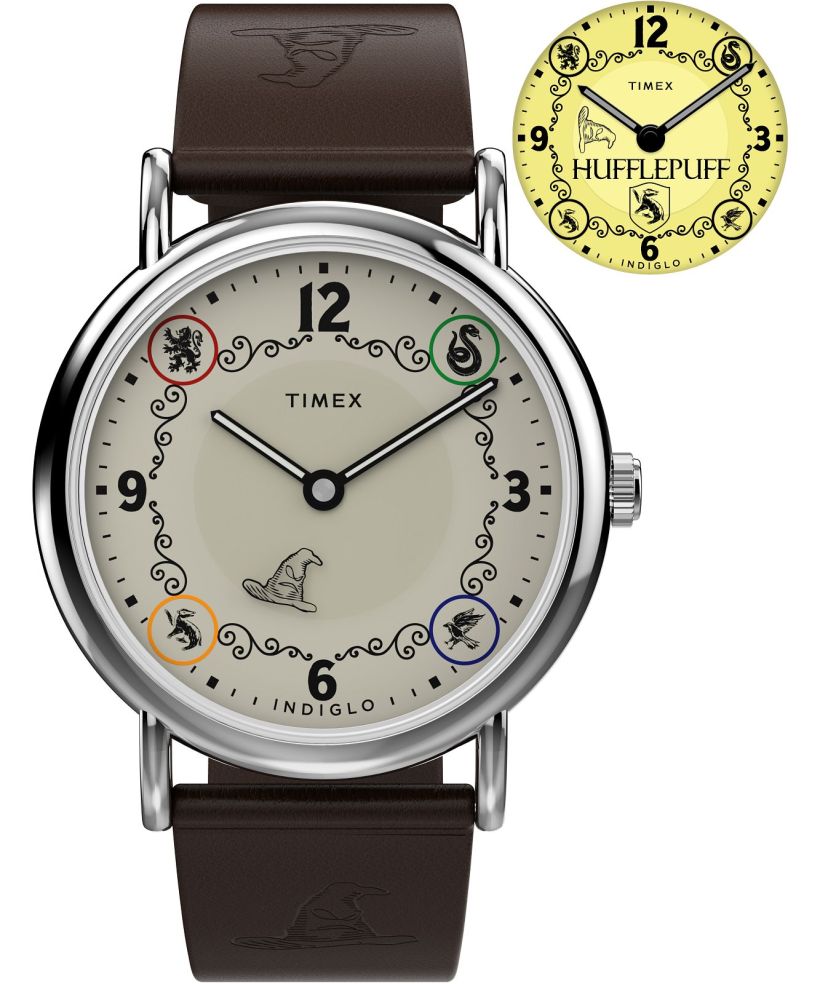 Ceas unisex Timex Harry Potter X Weekender Hufflepuff House 38mm Leather Strap