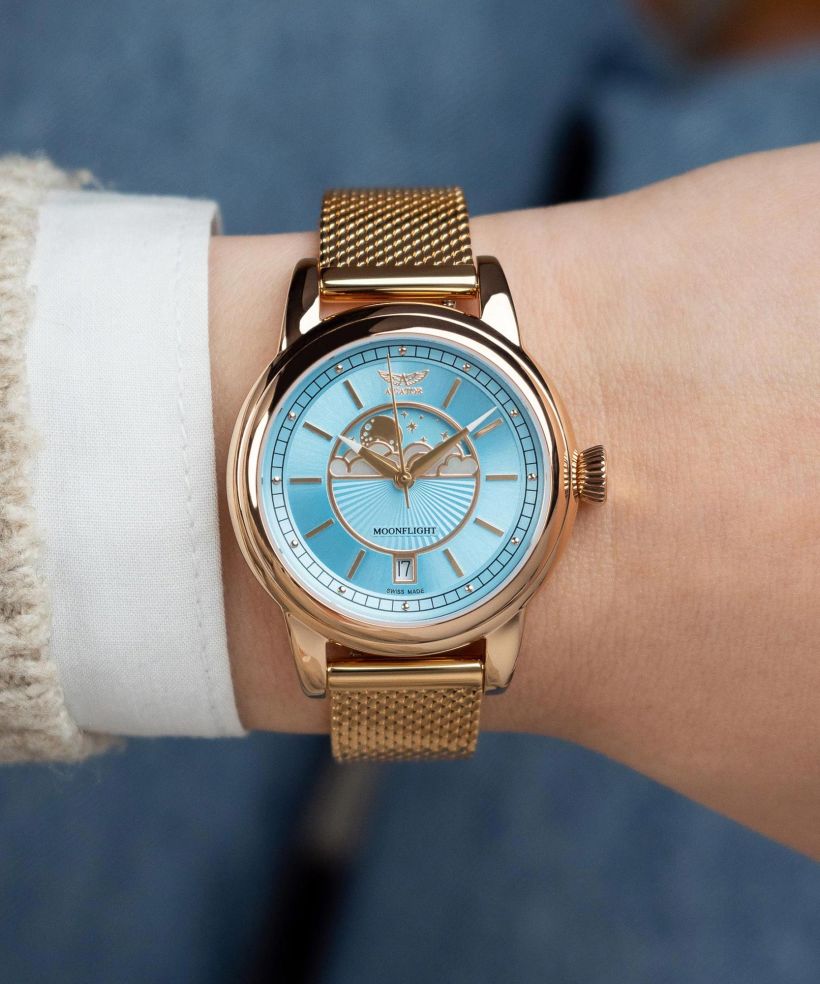Ceas dama Aviator Moonflight Ice Blue Limited Edition