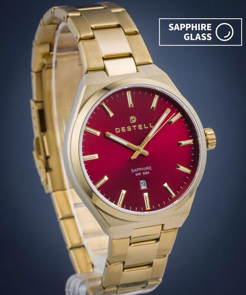 Ceas barbatesc DESTELL Aries Red Gold Steel Sapphire