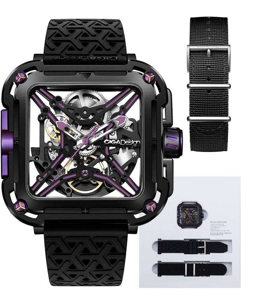 Ceas Barbatesc Ciga Design X Series Black & Purple Skeleton Automatic
