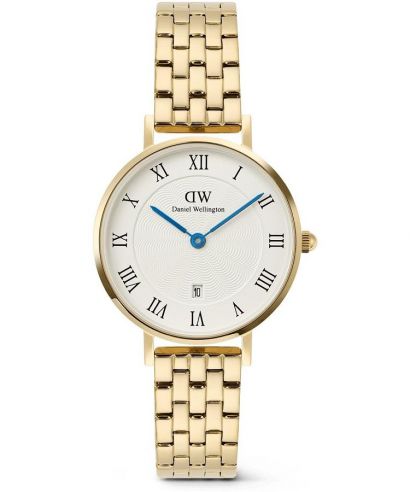 Ceas dama Daniel Wellington Petite Roman Numerals Date 5-link Gold