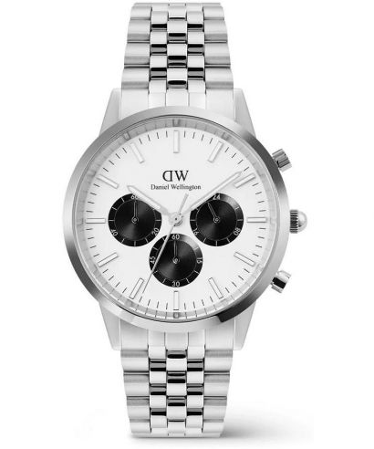 Ceas barbatesc Daniel Wellington Iconic Arch 5-Link Off- White Panda Silver Chronograph