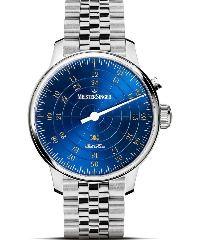 Ceas barbatesc Meistersinger Bell Hora Medium Blue with Gold