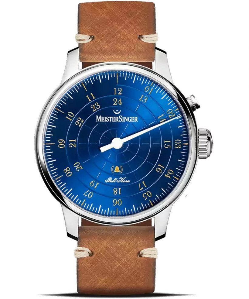 Ceas barbatesc Meistersinger Bell Hora Medium Blue with Gold