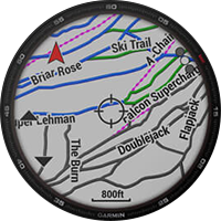 Hărți topografice și hărți de schi (numai Fenix 6 Pro)